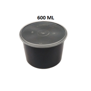 600 ML Container Round Black & Natural