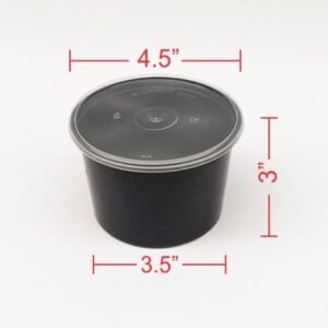 600 ML Container Round Black & Natural