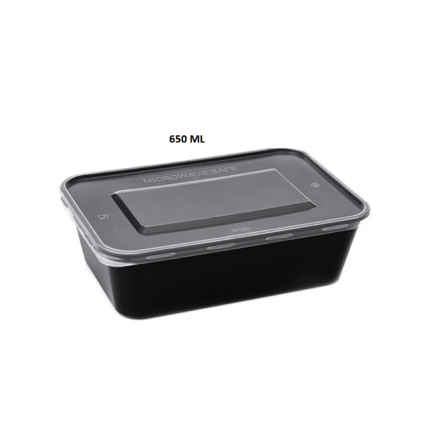 650 ML Black Rectangle Container
