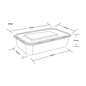 650 ML Black Rectangle Container