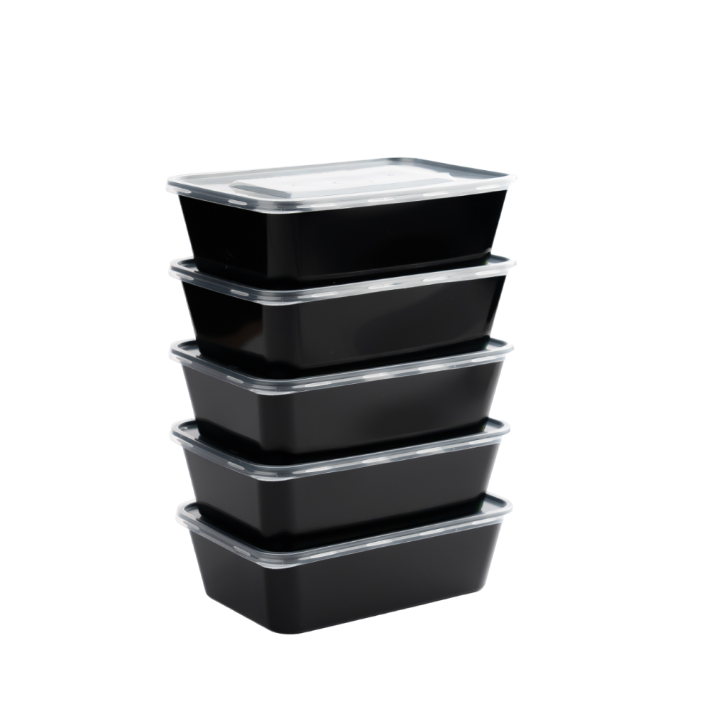 650 ML Black Rectangle Container
